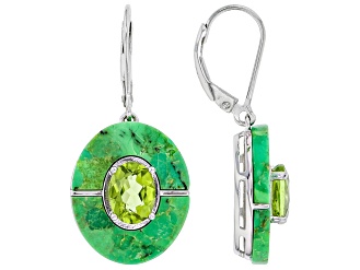 Green Peridot Rhodium Over Sterling Silver Earrings 2.21ctw