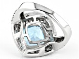 Blue Topaz Rhodium Over Sterling Silver Ring 4.80ctw