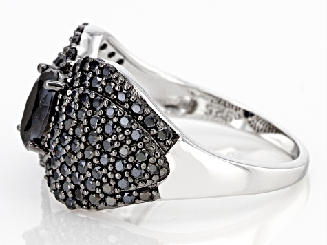 Black Spinel Rhodium Over Sterling Silver Ring 2.00ctw