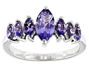 Blue Tanzanite Rhodium Over Sterling Silver Ring 1.20ctw