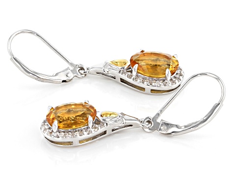 Yellow citrine rhodium and 18k gold over sterling silver earrings 3.16ctw