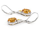Yellow citrine rhodium and 18k gold over sterling silver earrings 3.16ctw