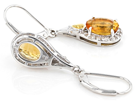 Yellow citrine rhodium and 18k gold over sterling silver earrings 3.16ctw