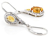 Yellow citrine rhodium and 18k gold over sterling silver earrings 3.16ctw