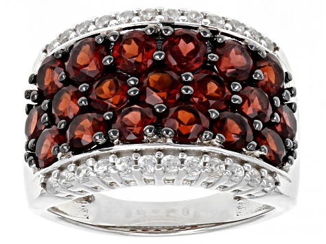 Red Garnet Rhodium Over Sterling Silver Ring 4.02ctw