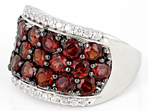 Red Garnet Rhodium Over Sterling Silver Ring 4.02ctw