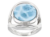 Blue larimar Rhodium Over Sterling Silver "Spinner" Ring