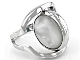 Blue larimar Rhodium Over Sterling Silver "Spinner" Ring