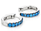 Blue Apatite Rhodium Over Sterling Silver Hoop Earrings 1.04ctw