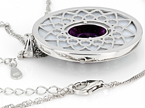 Purple Amethyst Rhodium Over Sterling Silver Pendant With Chain 4.89ct
