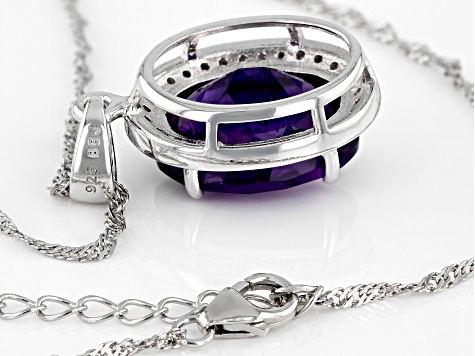 Purple Amethyst Rhodium Over Silver Pendant With Chain 8.53ctw