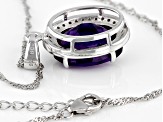 Purple Amethyst Rhodium Over Silver Pendant With Chain 8.53ctw