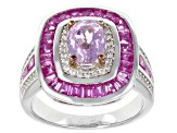 Pink Kunzite Rhodium Over Sterling Silver Ring 2.92ctw