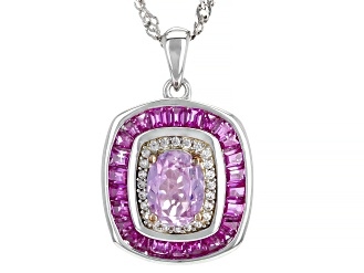 Pink Kunzite Rhodium Over Sterling Silver Pendant With Chain 2.55ctw