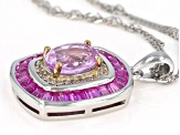 Pink Kunzite Rhodium Over Sterling Silver Pendant With Chain 2.55ctw