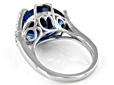Blue Lab Created Spinel Rhodium Over Silver Ring 7.97ctw