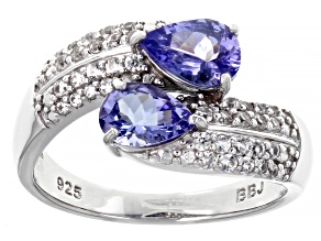 Blue Tanzanite Rhodium Over Sterling Silver Ring 1.48ctw