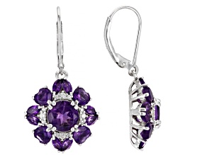 Purple amethyst rhodium over sterling silver earrings 4.82ctw