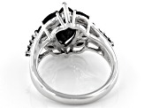 Marquise and Round Black Spinel Rhodium Over Sterling Silver Ring 3.30ctw