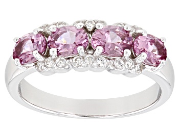 Picture of Pink Garnet Rhodium Over Sterling Silver Ring 1.50ctw