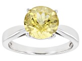 Yellow Apatite Rhodium Over Sterling Silver Solitaire Ring 2.44ct