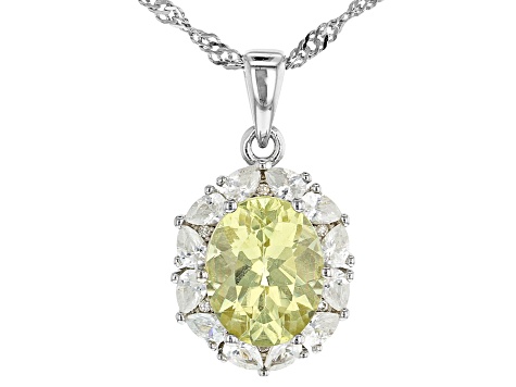 Yellow Apatite Rhodium Over Silver Pendant With Chain 3.11ct