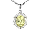 Yellow Apatite Rhodium Over Silver Pendant With Chain 3.11ct