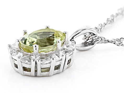 Yellow Apatite Rhodium Over Silver Pendant With Chain 3.11ct