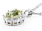 Yellow Apatite Rhodium Over Silver Pendant With Chain 3.11ct