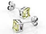 Yellow Apatite Rhodium Over Silver stud Earrings 2.18ctw