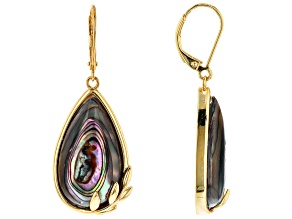 Multi Color Pear Shape Abalone Shell 18k Yellow Gold Over Silver Earrings