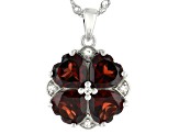 Red Garnet Rhodium Over Silver Pendant With Chain 4.51ctw