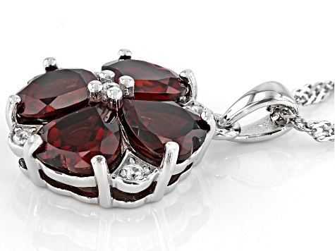 Red Garnet Rhodium Over Silver Pendant With Chain 4.51ctw