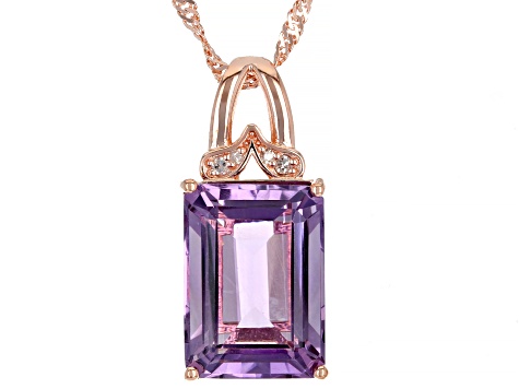 Lavender Amethyst 18k Rose Gold Over Silver Pendant With Chain 6.07ctw