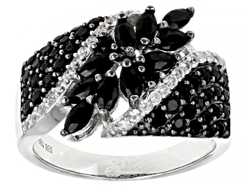 Picture of Black Spinel Rhodium Over Sterling Silver Ring 1.73ctw