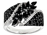 Black Spinel Rhodium Over Sterling Silver Ring 1.73ctw