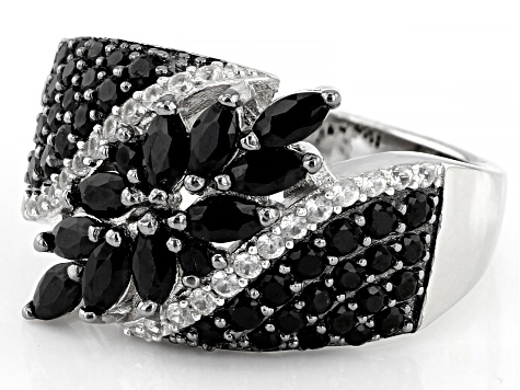 Black Spinel Rhodium Over Sterling Silver Ring 1.73ctw