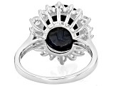 Blue Sapphire Rhodium Over Sterling Silver Ring 8.61ctw