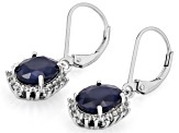 Blue Sapphire Rhodium Over Sterling Silver Earrings 5.04ctw