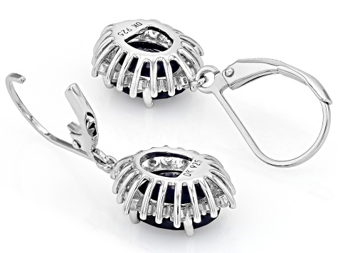 Blue Sapphire Rhodium Over Sterling Silver Earrings 5.04ctw