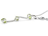 Oval and Square Manchurian Peridot(TM) Rhodium Over Silver 3-Stone Pendant With Chain. 2.81ctw