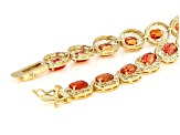 Orange lab created sapphire 18K yellow gold over sterling silver tennis bracelet 16.72ctw