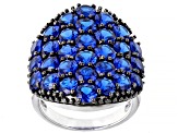 Blue Lab Created Spinel Rhodium Over Sterling Silver Ring 6.89ctw