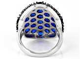 Blue Lab Created Spinel Rhodium Over Sterling Silver Ring 6.89ctw