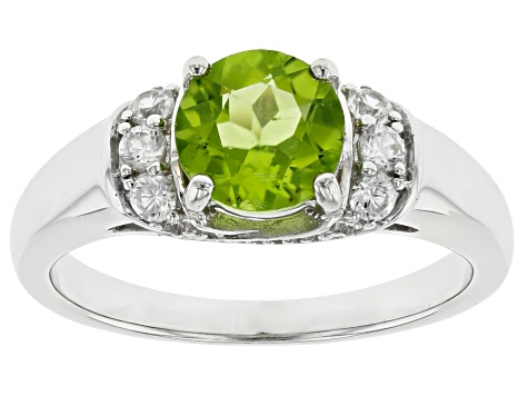 Green Manchurian Peridot(TM) Rhodium Over Sterling Silver Ring 1.80ctw