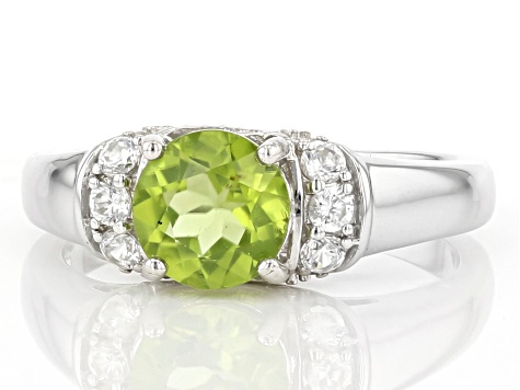 Green Peridot Rhodium Over Sterling Silver Ring 1.80ctw