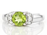 Green Peridot Rhodium Over Sterling Silver Ring 1.80ctw