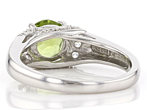 Green Peridot Rhodium Over Sterling Silver Ring 1.80ctw