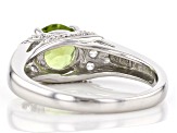 Green Peridot Rhodium Over Sterling Silver Ring 1.80ctw