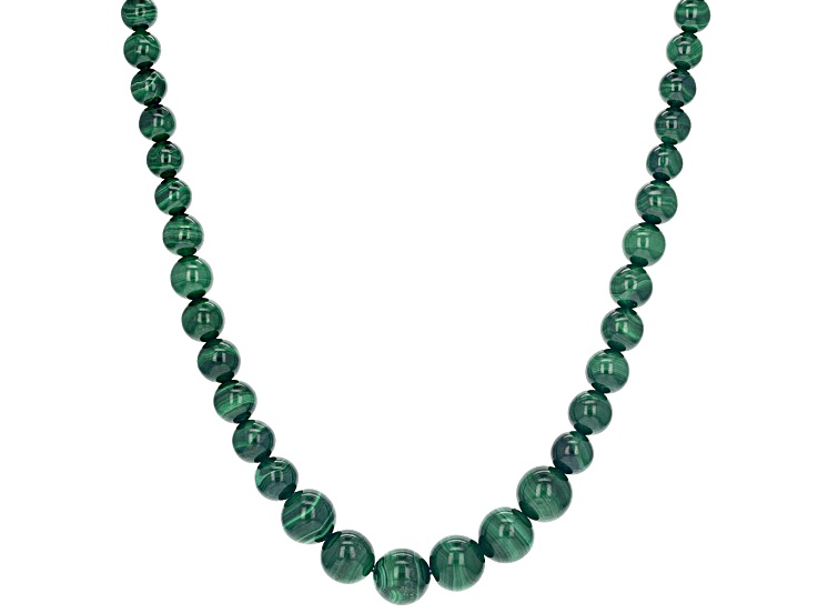Green malachite sterling silver necklace